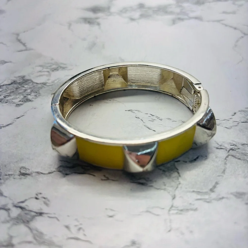 Silver and Yellow Geometric Bangle